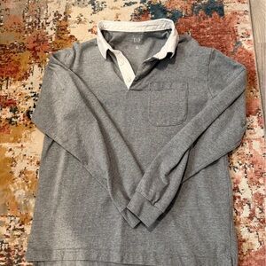 GAP Men’s Gray Long Sleeve Polo Shirt